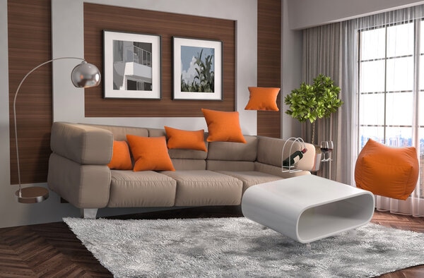 Zero Gravity Sofa Hovering In Living Room 3d Illustration
