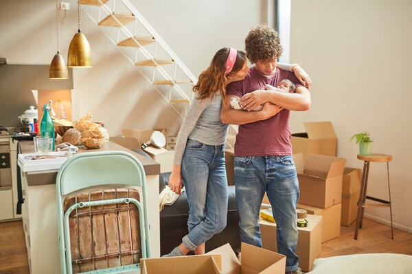 Moving Home New Beginnings Couple With Baby Moving Home New Beginnings Couple With Baby