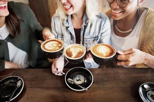 Women Friends Enjoyment Coffee Times Concept Women Friends Enjoyment Coffee Times Concept